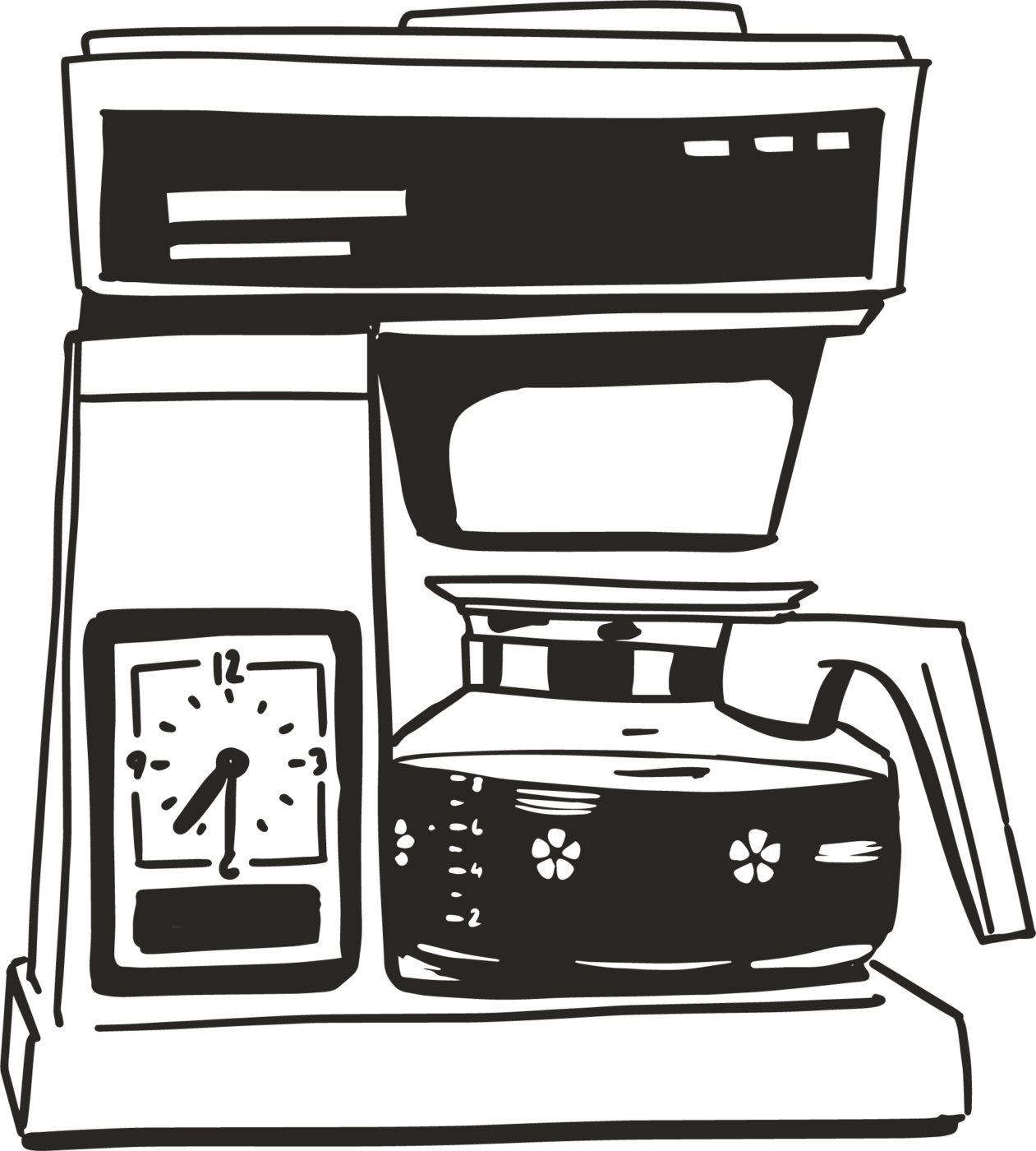Icon drawing coffee maker black