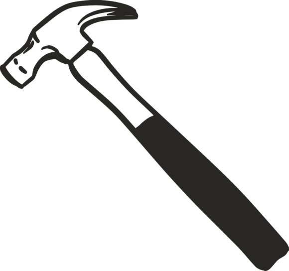 Hammer Icon Drawing in black