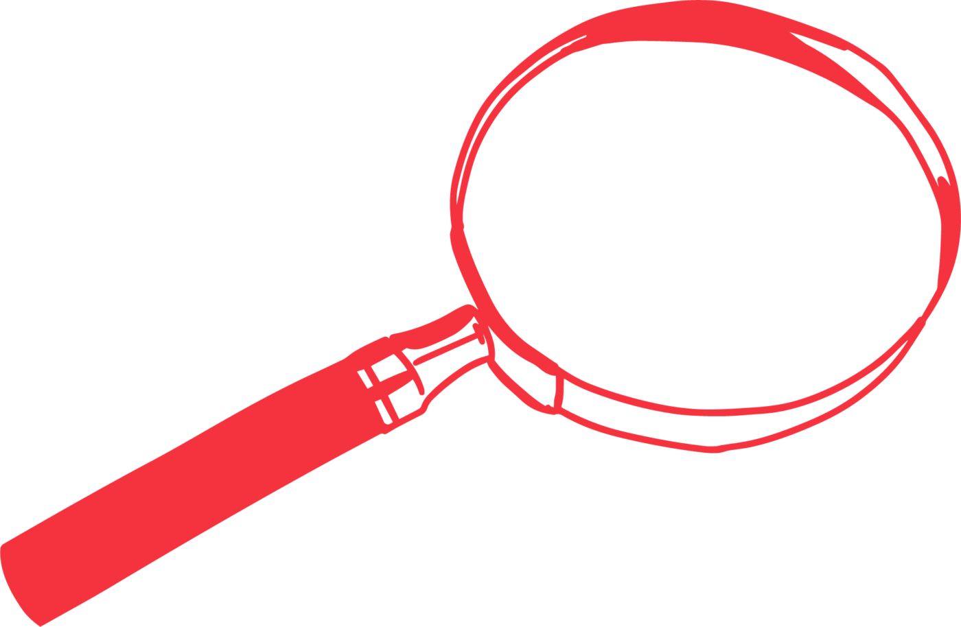 Magnifying glass icon drawing red