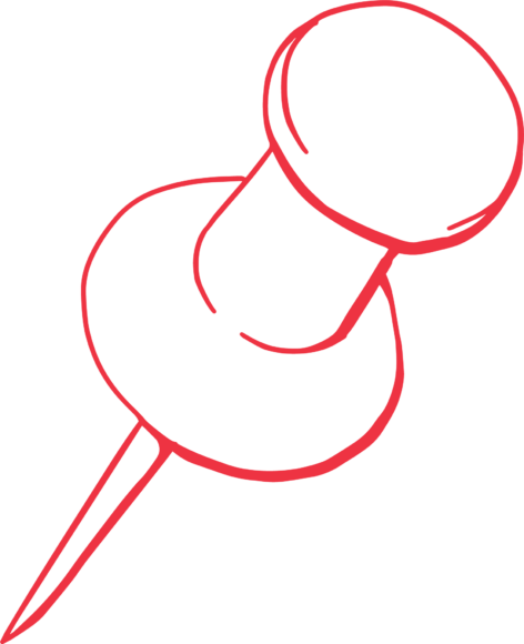 Icon drawing push pin red
