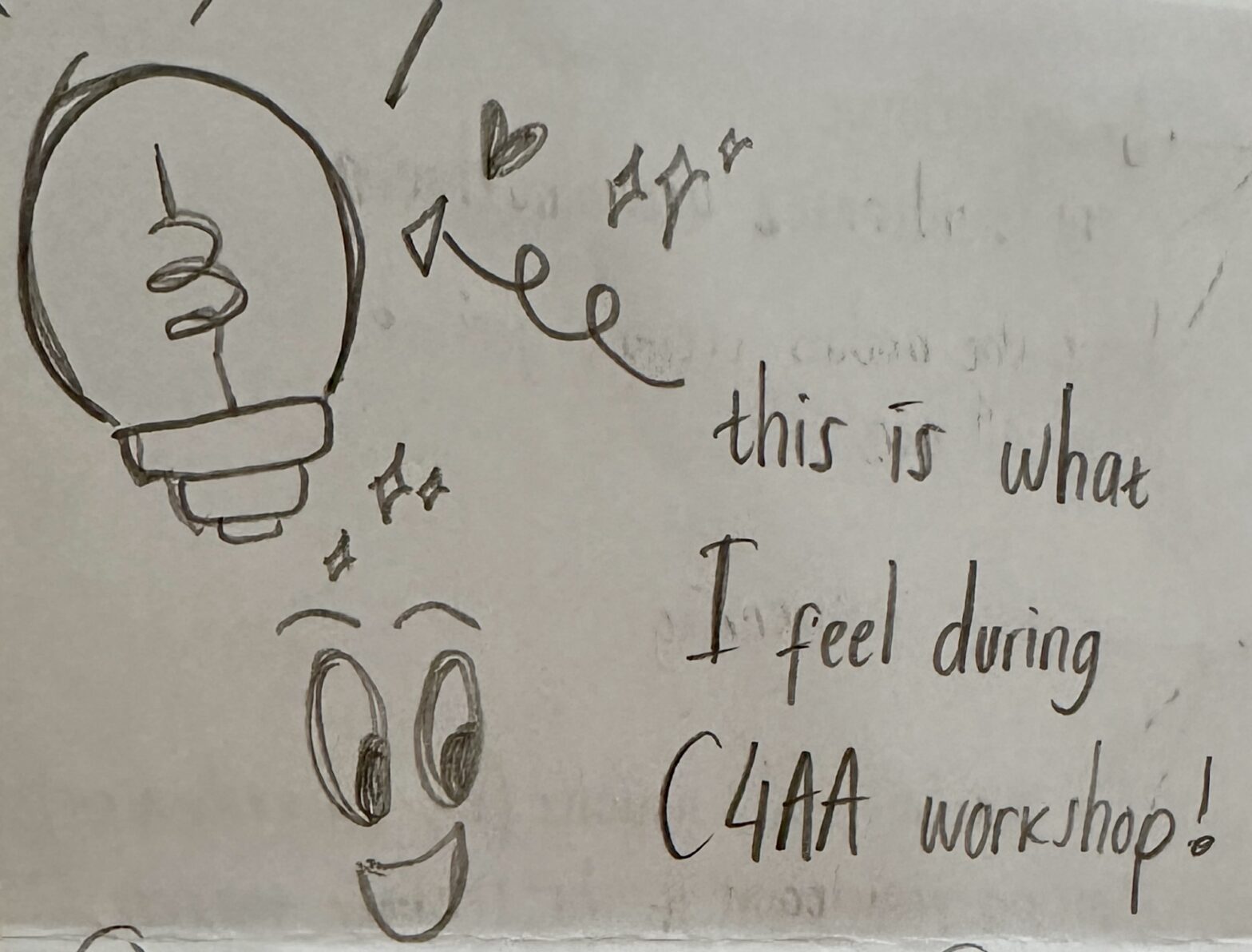 A drawing made by one of the participants in our most recent workshop.