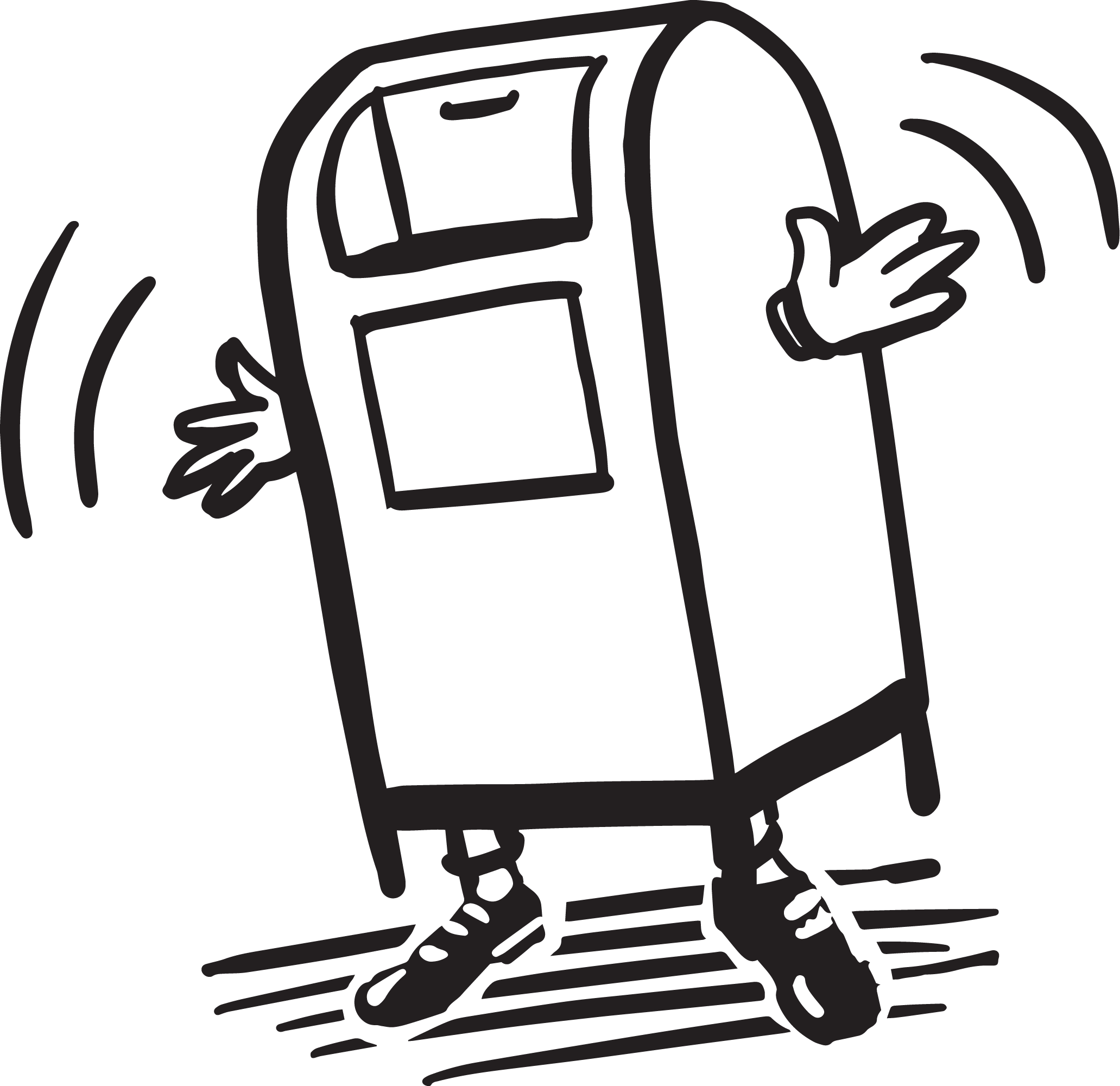 black dancing mailbox