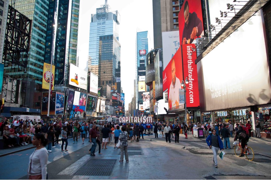 PHOTO Times Square with Steve Lambert's art piece on capitalism