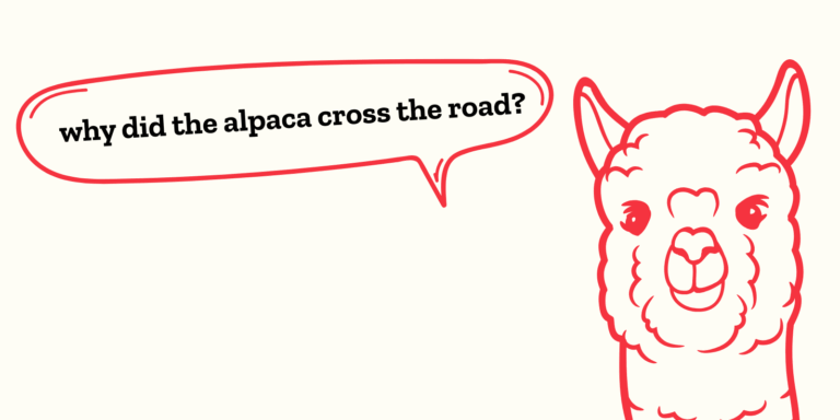 IMAGE Alpaca drawing saying, "why did the alpaca cross the road?"