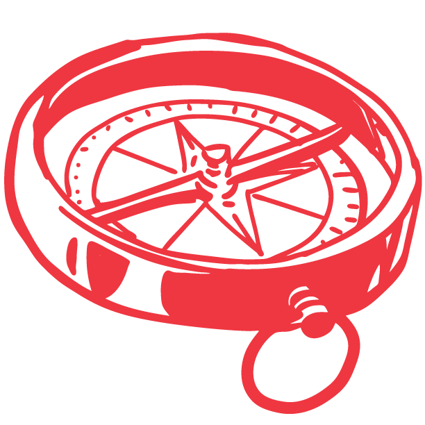 Sketch of a red compass